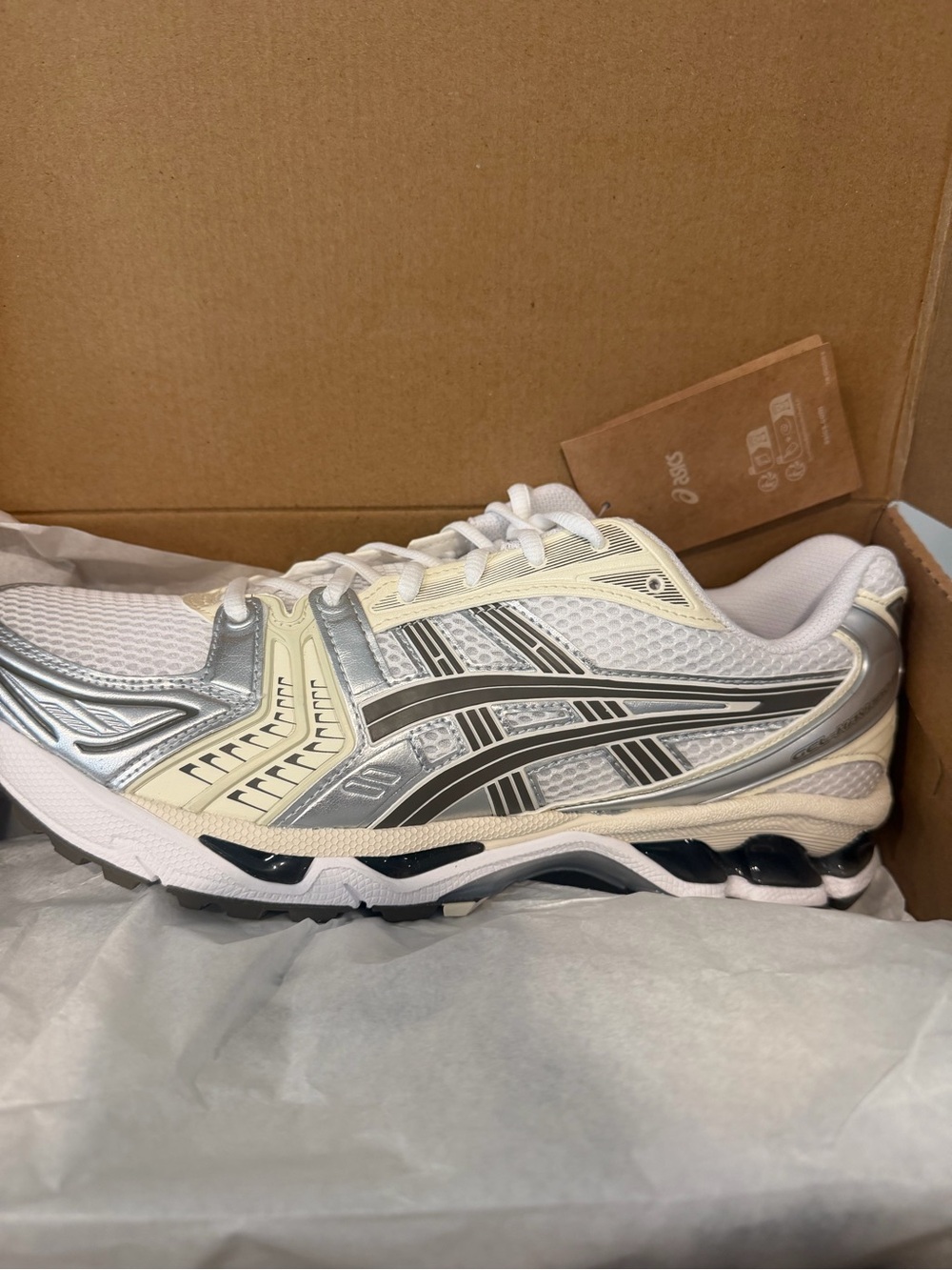 ASICS White, Silver, and Cream Men's Running Shoe - Picture 2 of 7